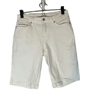 Calvin Klein White Denim Bermuda Jean Shorts City Length Women Size 6 thumbnail 1