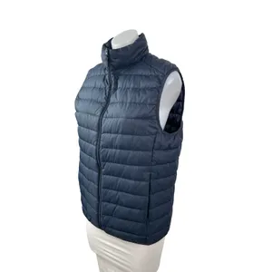 Uniqlo Ultra Light Houndstooth Women's Blue Full Zip Puffer Vest Jacket Size S thumbnail 2
