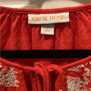 Knox Rose Red Blouse with White Embroidery thumbnail 2
