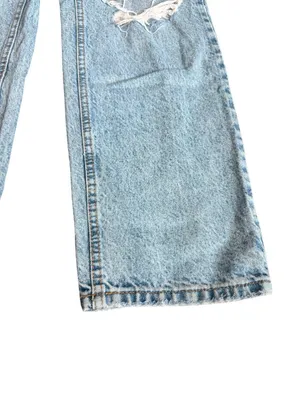 Revice High Waisted Straight Leg Jeans Distressed Light Wash Denim Size 25 Women thumbnail 6