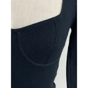 Abercrombie & Fitch Black Knit Bustier Top XS Long Sleeve Sweetheart Neck Y2K thumbnail 5