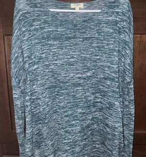 Umgee Blue and White Knit Top thumbnail 1