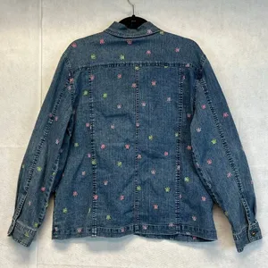 Vintage ALFRED DUNNER Denim Jacket Size 12 Blue 80s Embroidered‎ Butterfly Cute! thumbnail 11