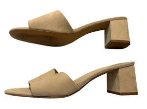 J.Crew‎ Block Heel Slide Sandals Suede Beige Minimalist Neutral Size 11 thumbnail 1
