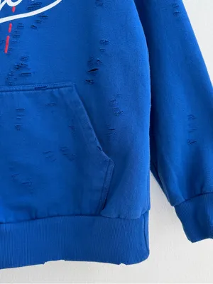 Los Angeles Dodgers MLB off-the-shoulder destroyed sweatshirt thumbnail 6