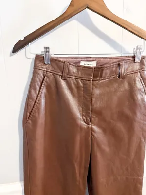 Aritzia Babaton Command vegan leather pants in coffee bean thumbnail 6