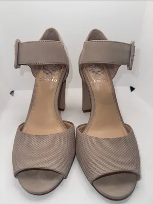 Vince Camuto Shelbin 3 Nubuck Heeled Sandals Women’s 6 Beige Tan thumbnail 2
