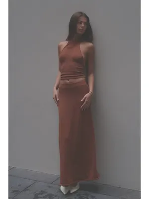 SNDYS Cali Maxi Skirt in Chocolate Brown X-Small New Womens Knit Bottoms thumbnail 12