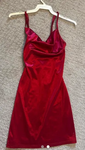 Amazon Red crawl neck dress thumbnail 2