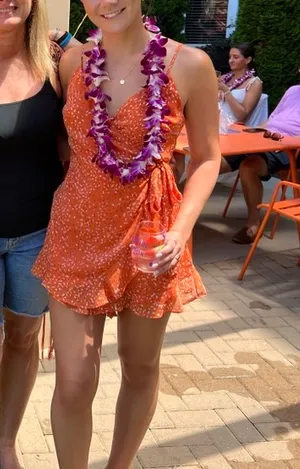 Lush Clothing Orange Wrap Romper thumbnail 2