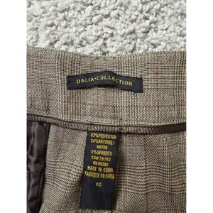 Dalia Collection Brown Plaid Wide Leg Dress Pants Womens Size 12 Office Trousers thumbnail 4