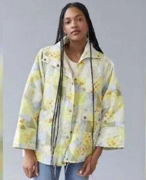Urban Outfitters Kit Patchwork Printed Nylon Puffer Jacket thumbnail 2