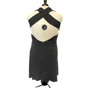 Melanie Lyne Polka Dot Halter Dress Sz 16 Pinup Black Open Back Rockabilly Retro thumbnail 9