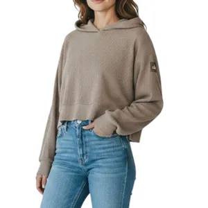 ALO YOGA Muse Ribbed Knit Cropp Hoodie Sz S Athletic Everyday Outdoor City Chic thumbnail 2