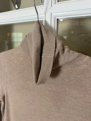 Zara Camel Brown Tan Turtleneck Sweater with Gold Button Detail Size Small thumbnail 4