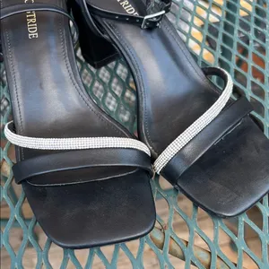 Source Unknown Black Strappy Platform 3 Inch Heels with Rhinestone Detail Bridesmaids Formal 8 thumbnail 11