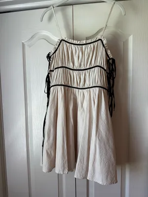 idem Ditto Cream Mini Sundress with Black Trim and Side Ties thumbnail 3