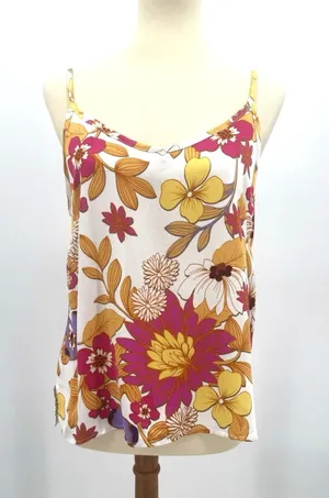 Cynthia Rowley Floral Summer Spaghetti Strap Tank Top Boho Festival Sz Small NWT thumbnail 1
