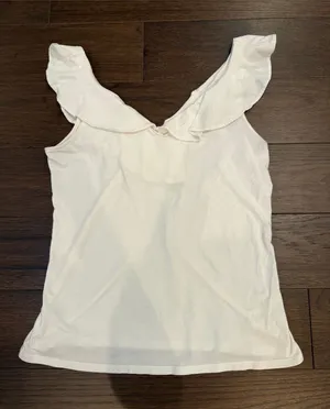 Lilly Pulitzer White Ruffle Shoulder Tank Size Small - C58-012 thumbnail 1