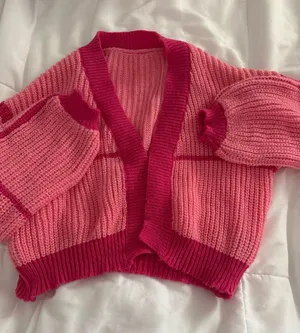 Shein Cardigan Sweater Pink Knit thumbnail 1