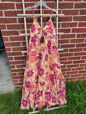 1. STATE Floral Tiered Maxi Dress Mediuml Boho Resort Sundress thumbnail 2