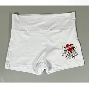 Ed Hardy White ‘Love Kills Slowly’ Skull Graphic Y2K Fold Over Shorts Bottoms Size S 🌹✨ thumbnail 2