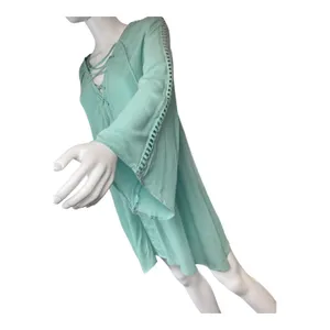Entro Women's Mini Dress Size S Long Sleeve Lace Up Boho‎ Festival Casual thumbnail 5