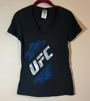 ✨ Harley‎ Davidson Black Blue UFC Waterloo Iowa Shirt Small thumbnail 1