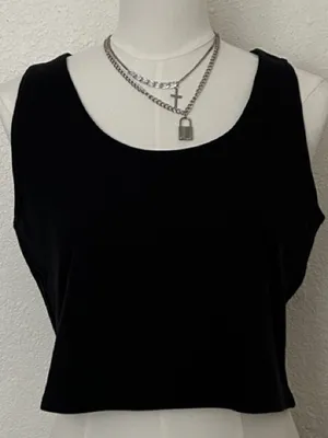 Pact Size XL Black Cropped Scoop Neck Tank Top 90% Organic Cotton thumbnail 1