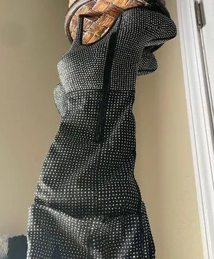 Black and Silver Studded Heeled Boots with Modern Design Size 7.5 thumbnail 1