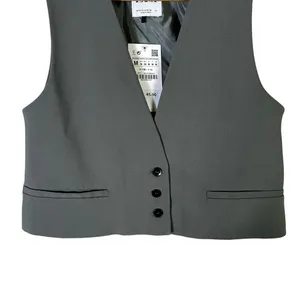 NWT Zara Tailored Vest‎ Womens M Gray Minimalist Workwear Chic Corporate Career thumbnail 4