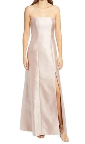 NWT Alfred Sung Strapless Satin A-Line Gown in Cameo Dress D764 Size 4 NEW thumbnail 1