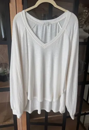 Z Supply weekender vneck sweater long sleeve tee pullover longline sweatshirt thumbnail 1