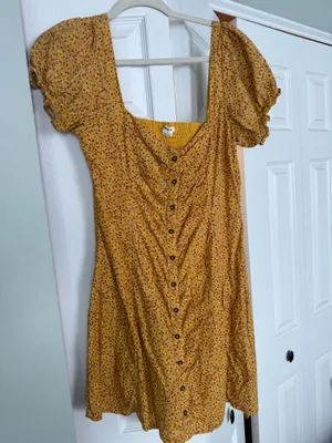 Urban Outfitters Dress Mini Floral Yellow thumbnail 1