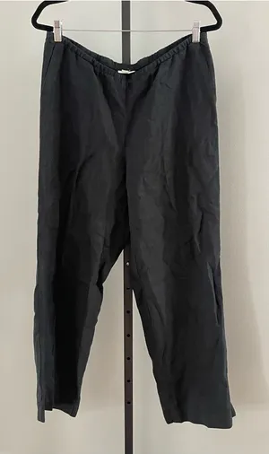 J Jill Love Linen 100% Linen Black Elastic Waistband Pants Size Medium thumbnail 1