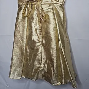 NWOT Morilee by Madeline Gardner gold corset lace up back pleated dress sz 00 thumbnail 6
