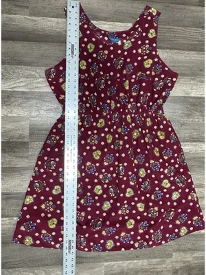 Vintage April Cornell Corduroy Midi Dress XL Burgundy Heart Print Cottagecore thumbnail 11