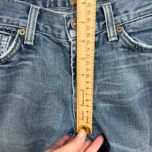 7 For All Mankind 27 Jeans Flare Low Rise Boho Retro Distressed Medium Blue Wash thumbnail 16