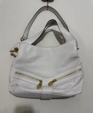 MICHAEL Michael Kors White Leather Shoulder Hobo with Gold Hardware Accents thumbnail 1