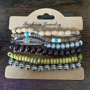 Boho Layered Beaded Bracelet Set Multiple thumbnail 2