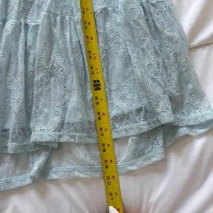 Light Blue Floral Lace Tiered Midi Skirt Boho Cottagecore Peasant Small thumbnail 2