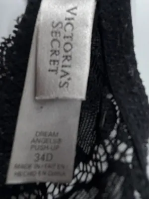 Victorias Secret Black Floral Lace Underwire Bra 36D Lightly‎ Lined T-Shirt Bra thumbnail 3