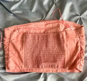 Abercrombie & Fitch Coral Pink Smocked Waist Crop Top thumbnail 1