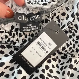 City Chic NWT Black White Corina Spot Sleeveless Smocked Maxi Dress Size S/16 thumbnail 9