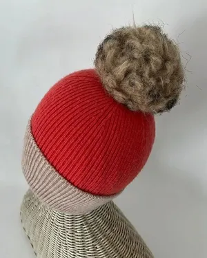 Anthropologie Norla Canada Pom Pom knit hat Pink thumbnail 1