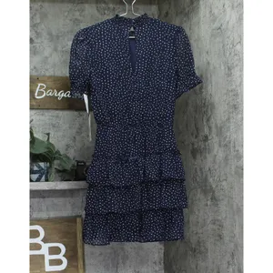 NWT Crystal Doll Short Sleeve Fit Flare Dress Navy Blue / White S thumbnail 8