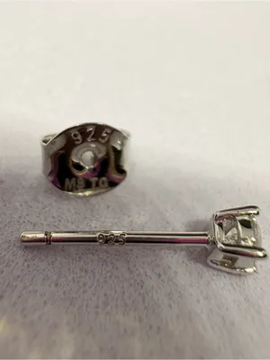 Moissanite .25CTW Sterling Silver Push Back 3MM Stud Earrings thumbnail 4
