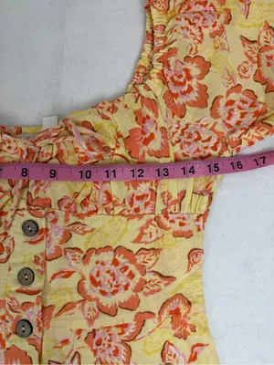 Billabong Wrangler Floral Mini Dress XS Yellow Orange Cottagecore‎ NWT thumbnail 4