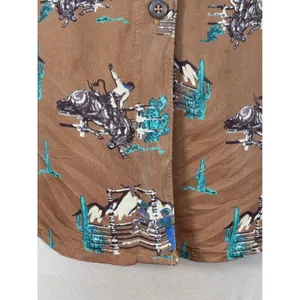 Ariat Womens Sleeveless Western Rodeo Print Button Down Shirt Brown Boho Cowgirl thumbnail 9