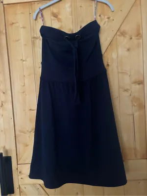Anthropologie Allihop Navy Strapless Tie Front Babydoll Mini Dress‎ M thumbnail 10
